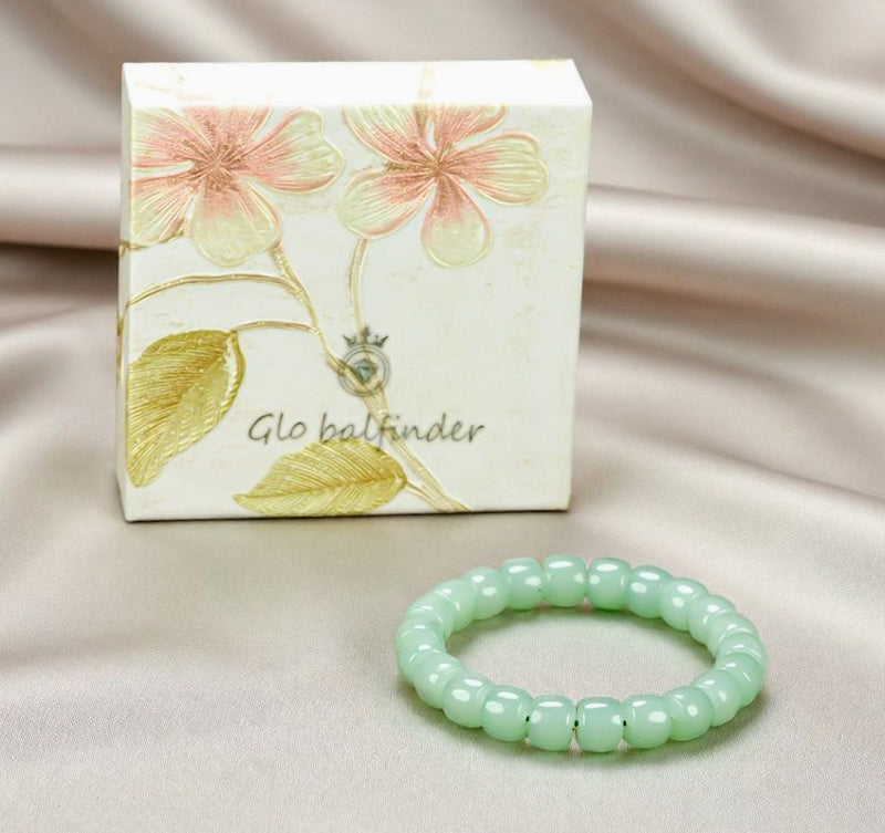 Mint Green Chalcedony Square Barrel Bead Elastic Bracelet – Fresh and even color, matte and warm texture, simple and elegant.