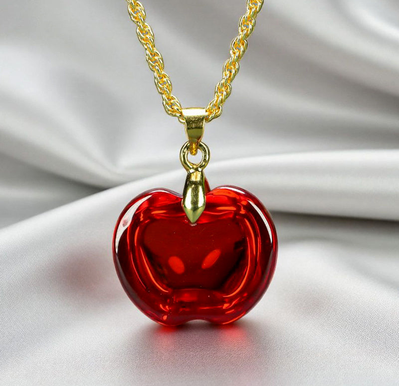 Red crystal apple auspicious necklace – gold braided chain, symbolizing good fortune and peace, comes in a beautiful gift box.