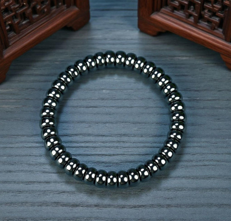 Black Terahertz Abacus Bead Elastic Bracelet - Metallic Luster, Magnetic Therapy, Simple and Stylish, Suitable for Both Men and Women   for both men and women