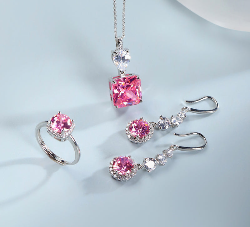 925 Silver Round Purple Gemstone Pendant, Ring, Earrings 3 Piece Set, Best Jewellery Gift for Mum and Wife, Comes in a Wonderful Box