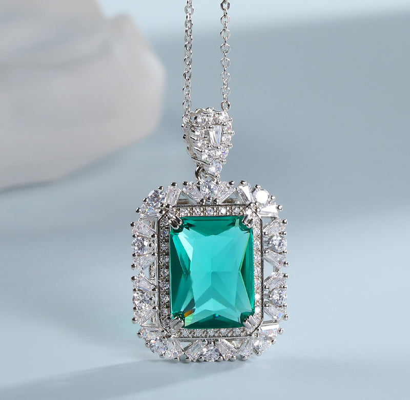 925 Silver Emerald Pendant, Round Ring, Earrings 3 Piece Set, Best Jewellery Gift for Mum and Wife, Comes in a Beautiful Box