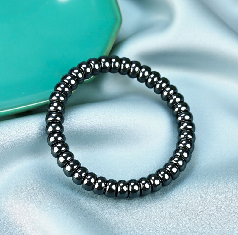 Black Terahertz Abacus Bead Elastic Bracelet - Metallic Luster, Magnetic Therapy, Simple and Stylish, Suitable for Both Men and Women   for both men and women
