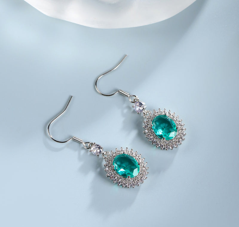 925 Silver Emerald Pendant, Round Ring, Earrings 3 Piece Set, Best Jewellery Gift for Mum and Wife, Comes in a Beautiful Box