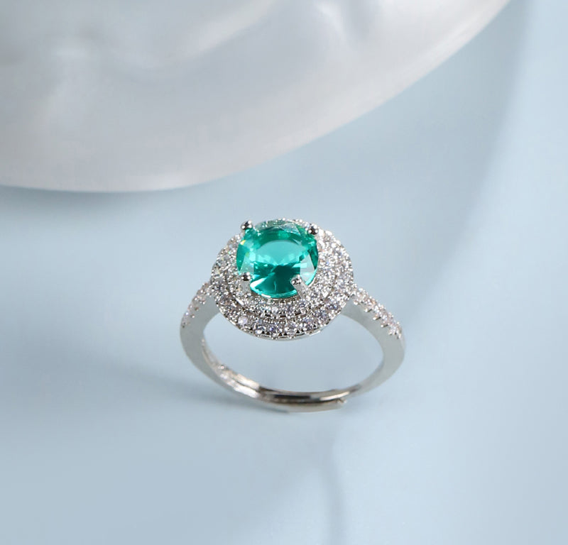 925 Silver Emerald Pendant, Round Ring, Earrings 3 Piece Set, Best Jewellery Gift for Mum and Wife, Comes in a Beautiful Box