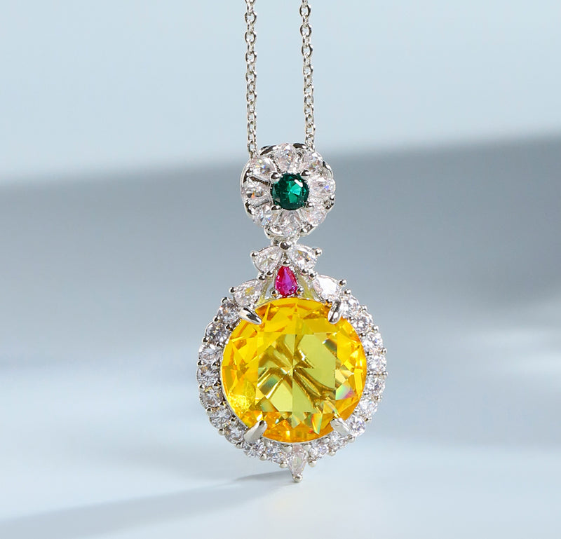 925 Silver Citrine Pendant, Round Ring, 3-Piece Earrings Set, Best Jewellery Gift for Mum and Wife, Comes in a Wonderful Box