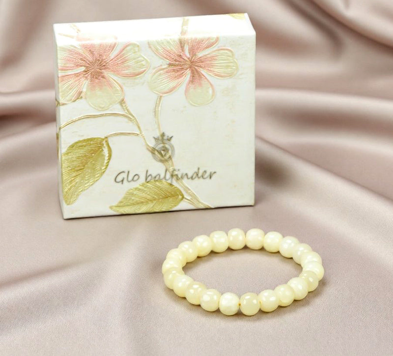 Hetian Jade Barrel-Cut Stretch Bracelet – Natural Pearly Luster, Elegant and Mellow Texture; Comes with an Exquisite Gift Box.