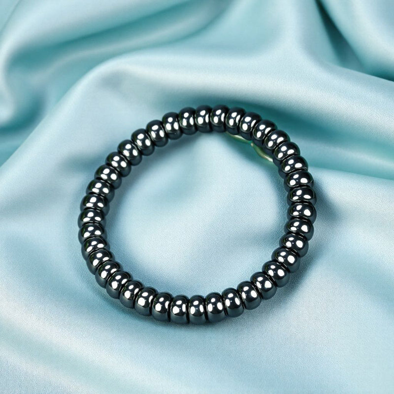 Black Terahertz Abacus Bead Elastic Bracelet - Metallic Luster, Magnetic Therapy, Simple and Stylish, Suitable for Both Men and Women   for both men and women