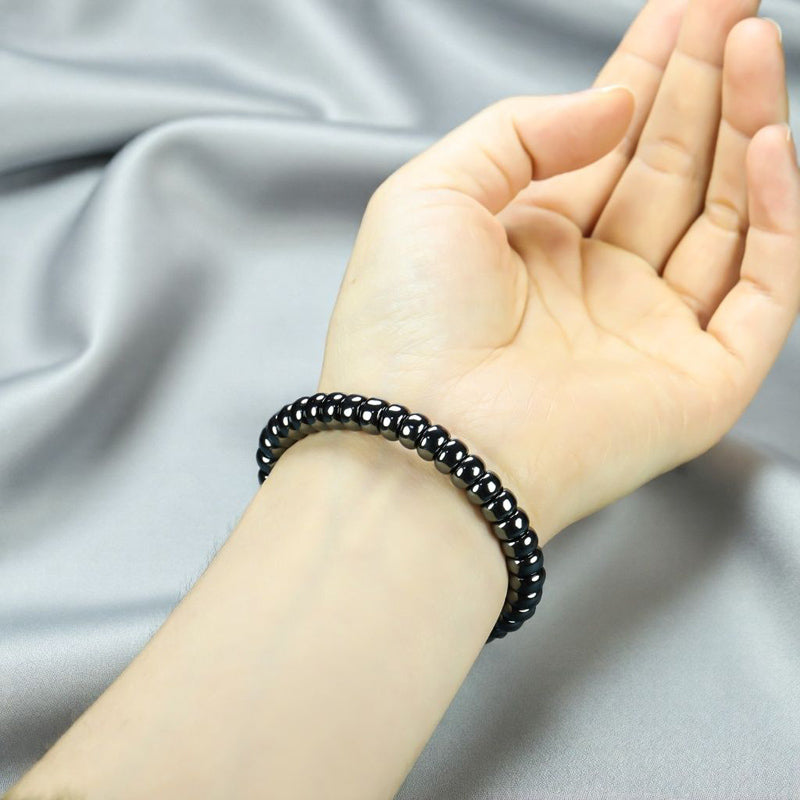 Black Terahertz Abacus Bead Elastic Bracelet - Metallic Luster, Magnetic Therapy, Simple and Stylish, Suitable for Both Men and Women   for both men and women