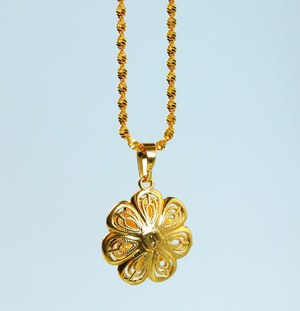 Golden Mirror Space Peony Blowing Wire Craft Necklace – Multi-layer Petal Stacked Blooming Design, Comes with an Exquisite Gift Box