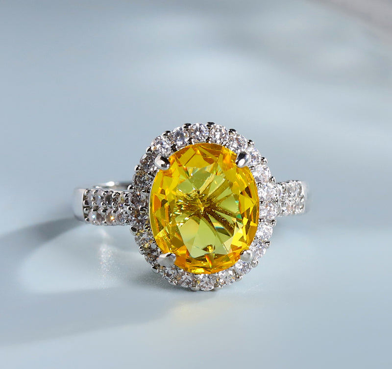 925 Silver Citrine Pendant, Round Ring, 3-Piece Earrings Set, Best Jewellery Gift for Mum and Wife, Comes in a Wonderful Box