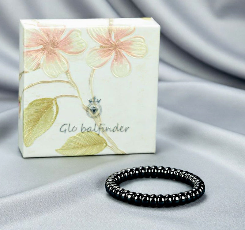 Black Terahertz Abacus Bead Elastic Bracelet - Metallic Luster, Magnetic Therapy, Simple and Stylish, Suitable for Both Men and Women   for both men and women