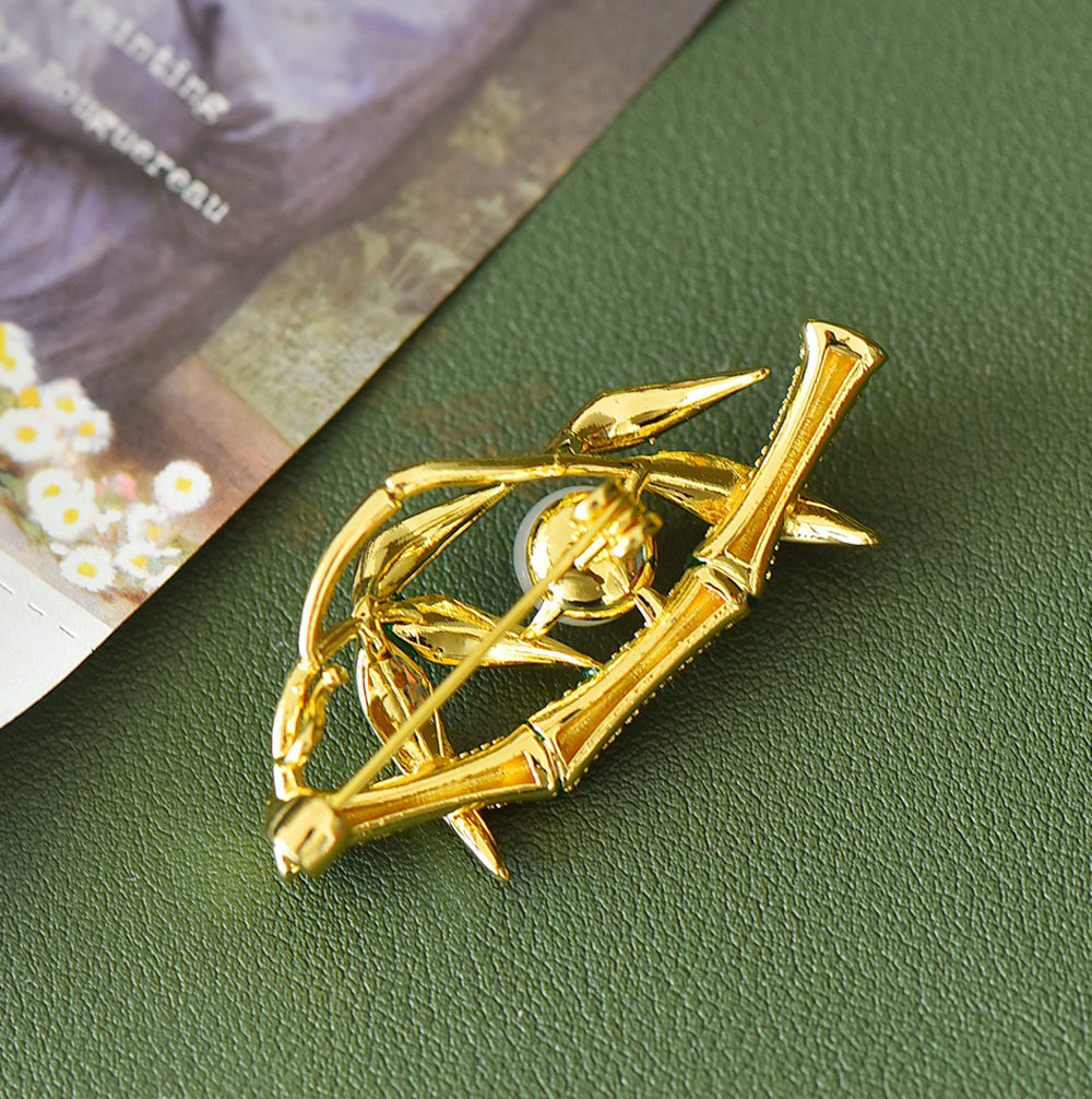 Handmade White Jade Woman Bamboo Brooch Pin Party Brooch Multi-wear Pin Fashion Jewelry Gift Box